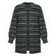 Beige Stripe Knit Long Cardigan Green