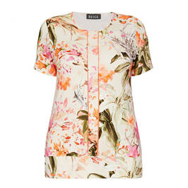 BEIGE FLORAL PRINT T-SHIRT KHAKI - Plus Size Collection