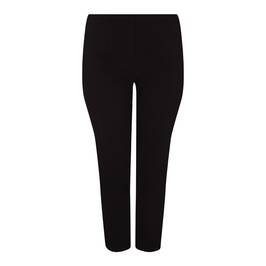 BEIGE BLACK TECHNOSTRETCH 3/4 LENGTH TROUSER ZIP HEM - Plus Size Collection