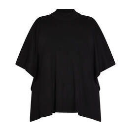 Beige Knitted Poncho Black  - Plus Size Collection