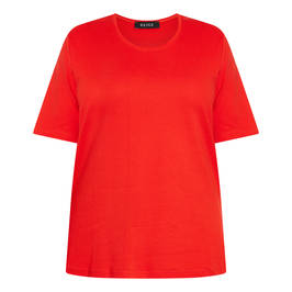 Beige Pure Cotton T-Shirt Red  - Plus Size Collection