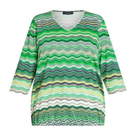 Beige Printed Jersey T-Shirt 3/4 Sleeve Mint Green  - Plus Size Collection