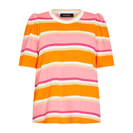 Beige Stretch Jersey Striped T-Shirt Pink - Plus Size Collection