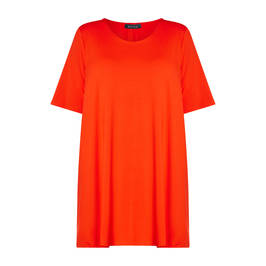 Beige Long A-Line Jersey T-Shirt Tomato - Plus Size Collection