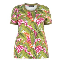 BEIGE LEAF PRINT TOP - Plus Size Collection