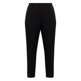 Beige Pull-On Technostretch Trousers Black - Plus Size Collection