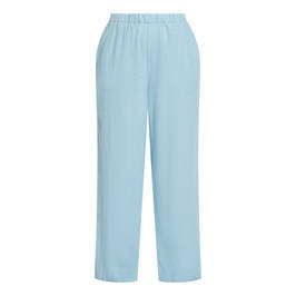 Beige Linen Pull On Trousers Sky Blue - Plus Size Collection