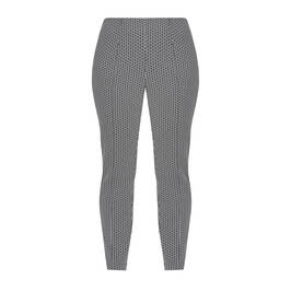 Beige Birdseye Print Trouser Black And White - Plus Size Collection
