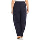 BEIGE PULL-ON LINEN TROUSERS NAVY