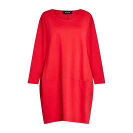 Beige Long Jersey Tunic Red  - Plus Size Collection