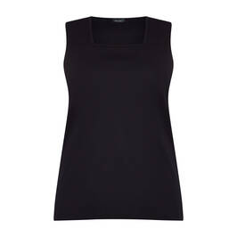 Beige Square Neck Pure Cotton Vest Black - Plus Size Collection