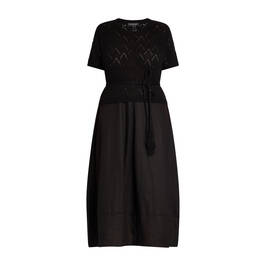 Elena Miro Flax And Crochet Dress Black - Plus Size Collection