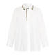 Elena Miro Crystal Embellished White Cotton Shirt 