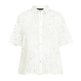 Elena Miro Broderie Anglaise Lace Shirt White  - Plus Size Collection