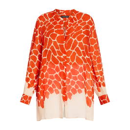 Elena Miro Viscose Pebble Print Shirt Orange  - Plus Size Collection