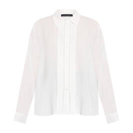 Elena Miro Pleated Placket Shirt White - Plus Size Collection