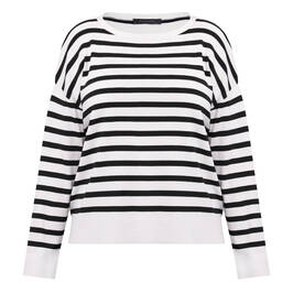 Elena Miro Breton Stripe Sweater Black and White  - Plus Size Collection