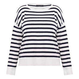 Elena Miro Breton Stripe Sweater Navy and White  - Plus Size Collection