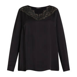 ELENA MIRO LACE YOKE TOP BLACK - Plus Size Collection