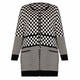 FABER LONGLINE CHECKERBOARD INTARSIA CARDIGAN