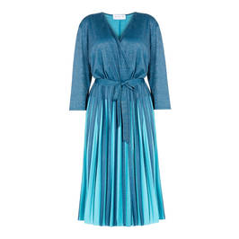 GAIA LUREX PLEATED WRAP DRESS TEAL - Plus Size Collection
