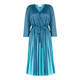 GAIA LUREX PLEATED WRAP DRESS TEAL