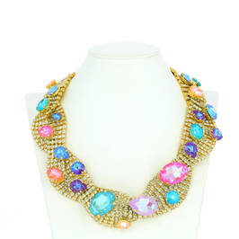 DIAMANTE AND CANDY COLOUR SWAROVSKI CRYSTAL NECKLACE - Plus Size Collection