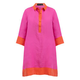 Karvinen Linen Dress Orange and Fuchsia  - Plus Size Collection