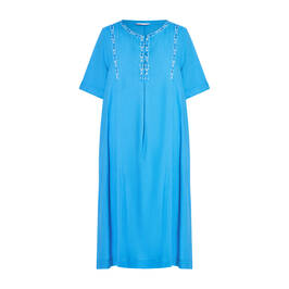 Luisa Viola Embroidered Flax Linen Dress Sky Blue - Plus Size Collection