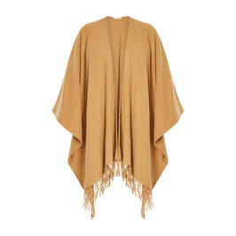Luisa Viola Fringed Poncho Camel - Plus Size Collection