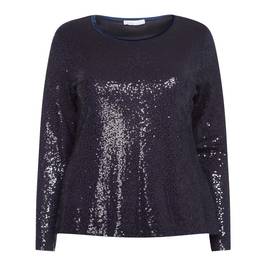 LUISA VIOLA SEQUIN EMBELLISHED TOP NAVY - Plus Size Collection