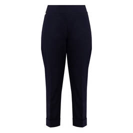 Luisa Viola Pull-On Stretch Viscose Trousers Navy  - Plus Size Collection