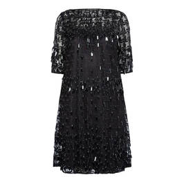 MARINA RINALDI BLACK MACRAME LACE DRESS - Plus Size Collection