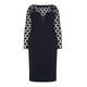 MARINA RINALDI POLKA DOT EMBROIDERED TULLE AND TRIACETATE NAVY DRESS