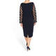 MARINA RINALDI POLKA DOT EMBROIDERED TULLE AND TRIACETATE NAVY DRESS