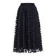 MARINA RINALDI NAVY TULLE POLKA DOT EMBROIDERED SKIRT 