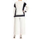 Persona by Marina Rinaldi Stretch Viscose Sweater Navy and White