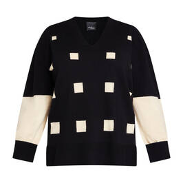Persona by Marina Rinaldi V-Neck Sweater Cream and Black - Plus Size Collection