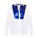 Marina Rinaldi White Cotton Shirt With Blue Sequin Bib