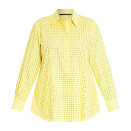 Marina Rinaldi Lemon Yellow Shirt with Jewel Embellishment - Plus Size Collection