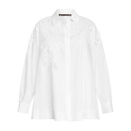 Marina Rinaldi Cotton Poplin Floral Cut-Out Shirt - Plus Size Collection