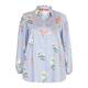 Marina Rinaldi blue floral on stripe cotton SHIRT