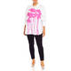 Marina Rinaldi Embroidered Graphic Print Cotton Shirt White and Pink