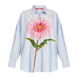 Marina Rinaldi Cotton Poplin Embroidered Shirt Blue - Plus Size Collection