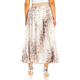 Marina Rinaldi Long Pleated Animal Print Skirt Cream