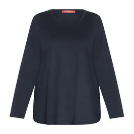 Marina Rinaldi Pure Cotton Long Sleeve T-Shirt Navy  - Plus Size Collection