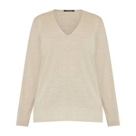 Marina Rinaldi Virgin Merino Wool Knitted Sweater Champagne - Plus Size Collection