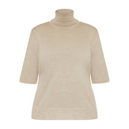Marina Rinaldi Polo Neck Merino Wool Sweater Champagne - Plus Size Collection