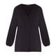 ELENA MIRO V-NECK STRETCH JERSEY TOP BLACK