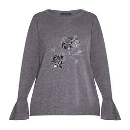 ELENA MIRO EMBROIDERED SWEATER GREY - Plus Size Collection